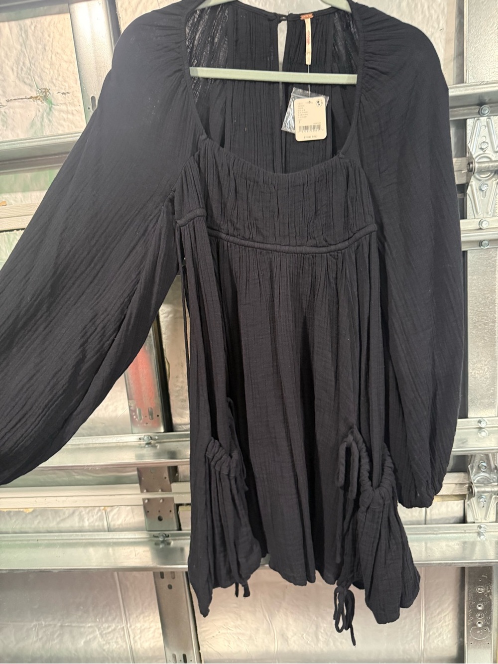 Free People Black Boho Long Sleeve Dress